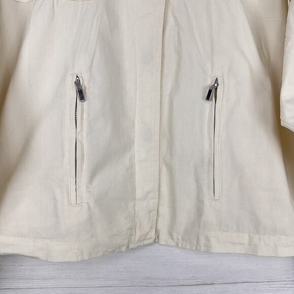 Sundance Cropped Utility Jacket Size 8 Cream Buttons Pockets Long Sleeve - Picture 3 of 14